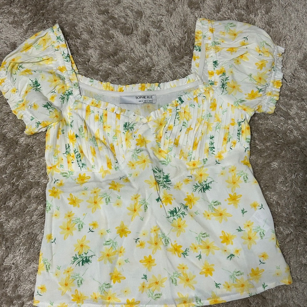 Sophie Rue White and Yellow Floral Blouse